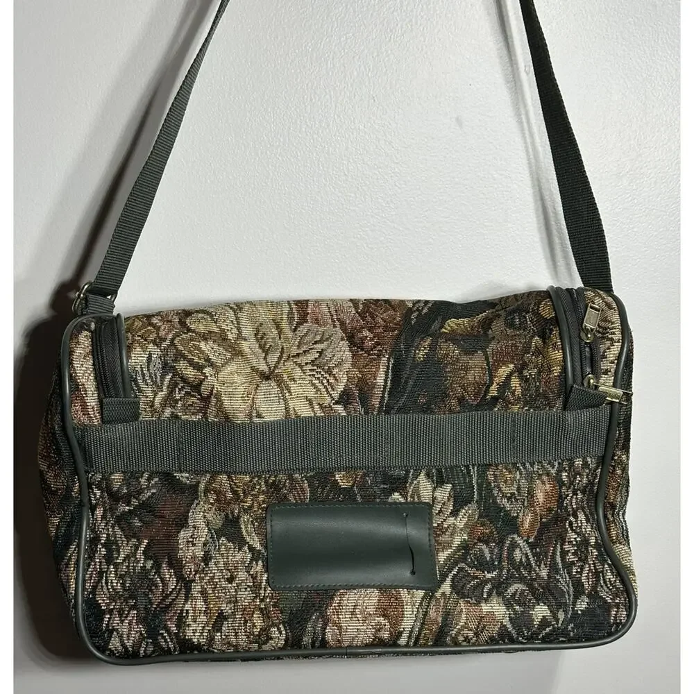 Jaguar Floral Tapestry Weekender Travel Luggage Bag Soft Shell Carry-on Vintage